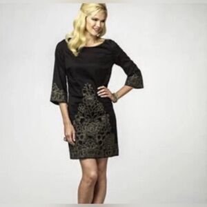 Lilly Pulitzer Shauna Tunic in Black Dress with Gold Embroidered Accents Size:10